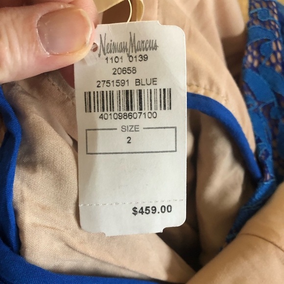 NWT Aijek Lavinia Blue Lace Gown w/ thigh high slit at front Sz US 6-… - Picture 9 of 13